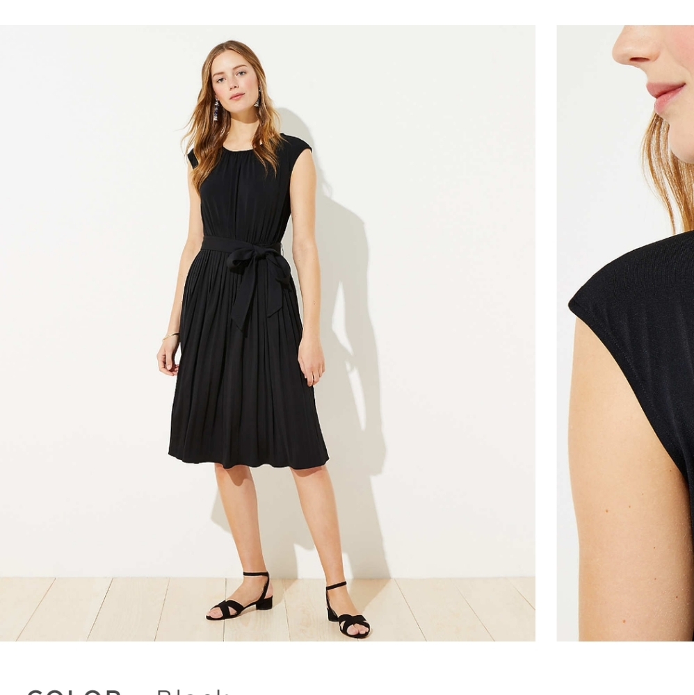 NWT Loft pleated midi dress - black